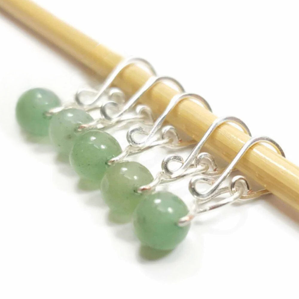 Green Aventurine Melody Ring Removable Stitch Markers for Knitting or Crochet