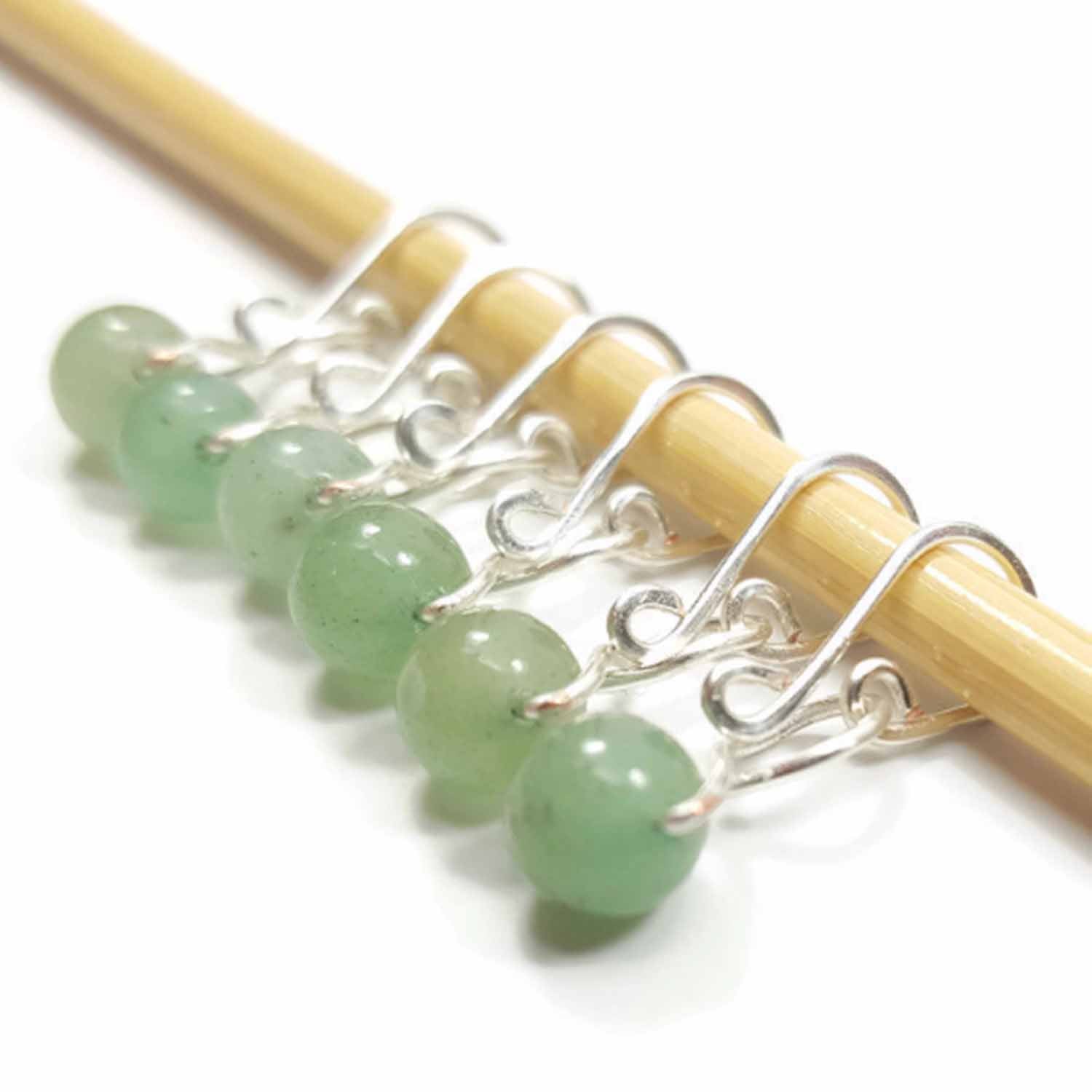 Green Aventurine Melody Ring Removable Stitch Markers for Knitting or Crochet