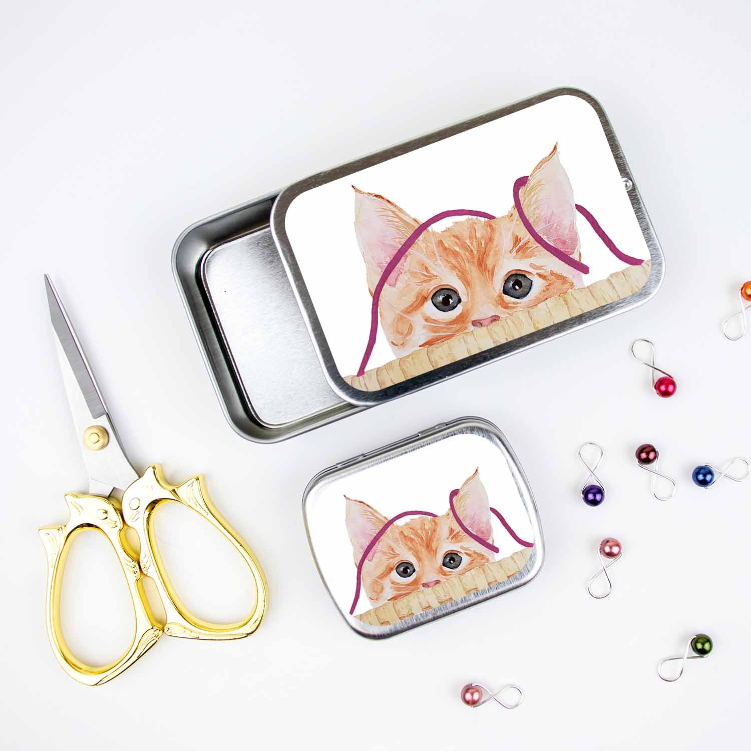 Kitten Stitch Marker Storage Tin