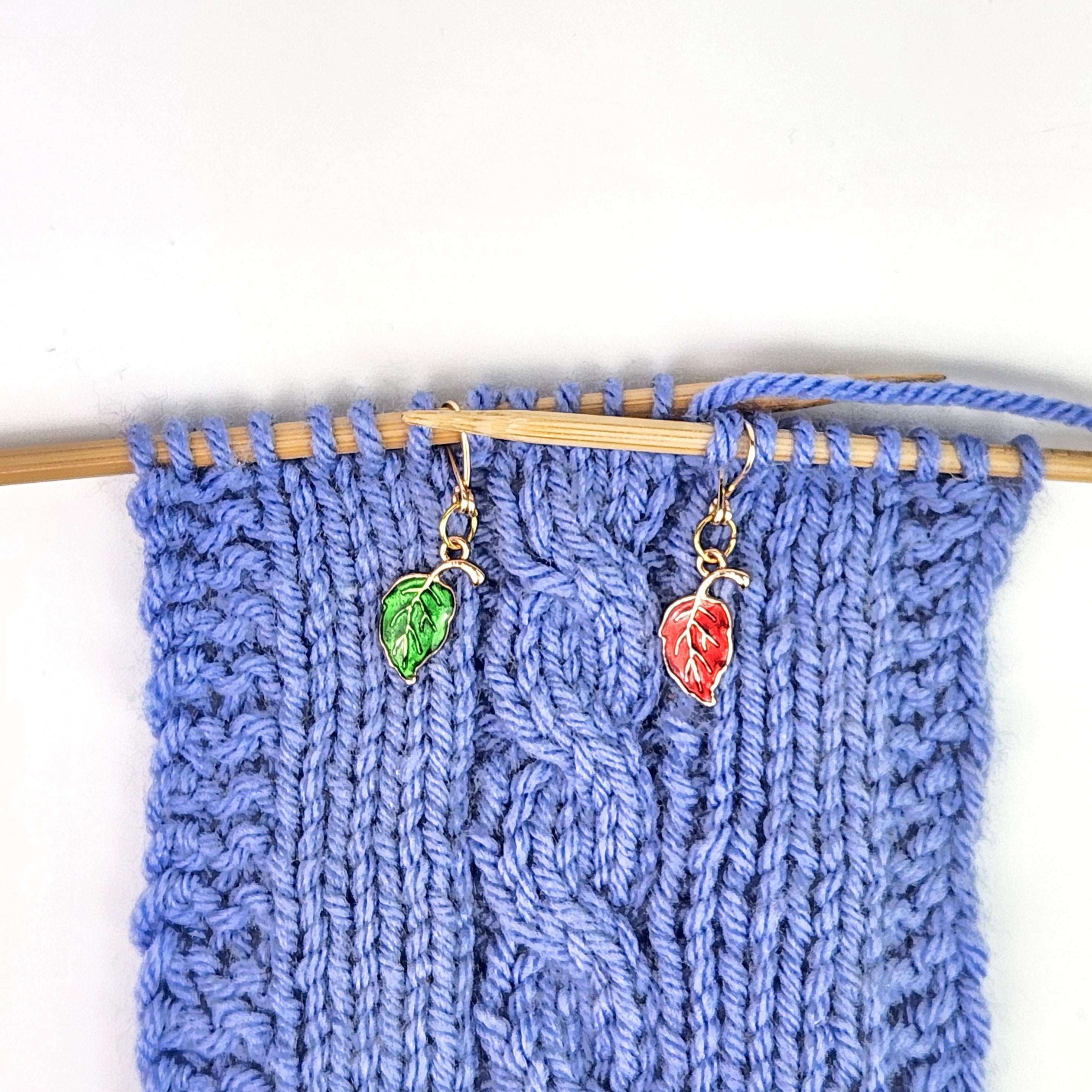 Enamel Leaf Stitch Markers