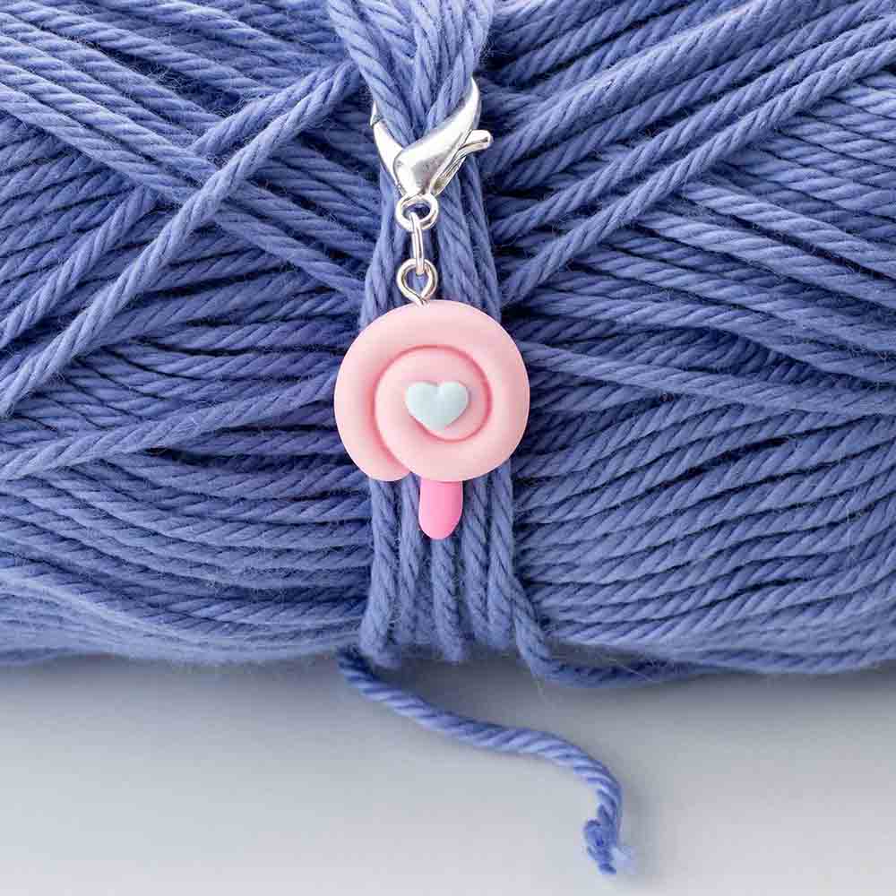 Kawaii Lollipop Crochet Stitch Marker - Twice Sheared Sheep