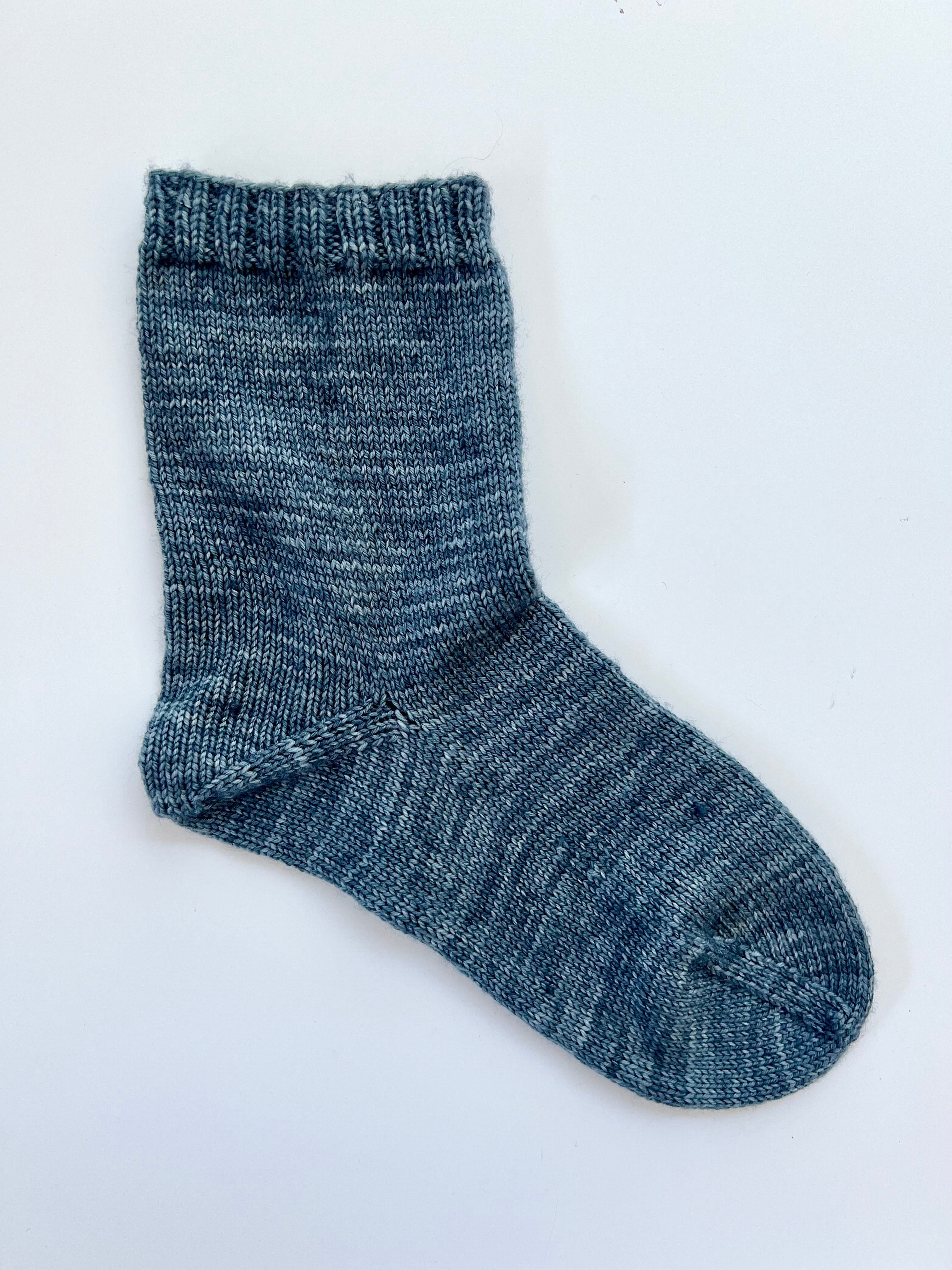 Blue Base Doodle Top-Down Sock in fingering weight yarn