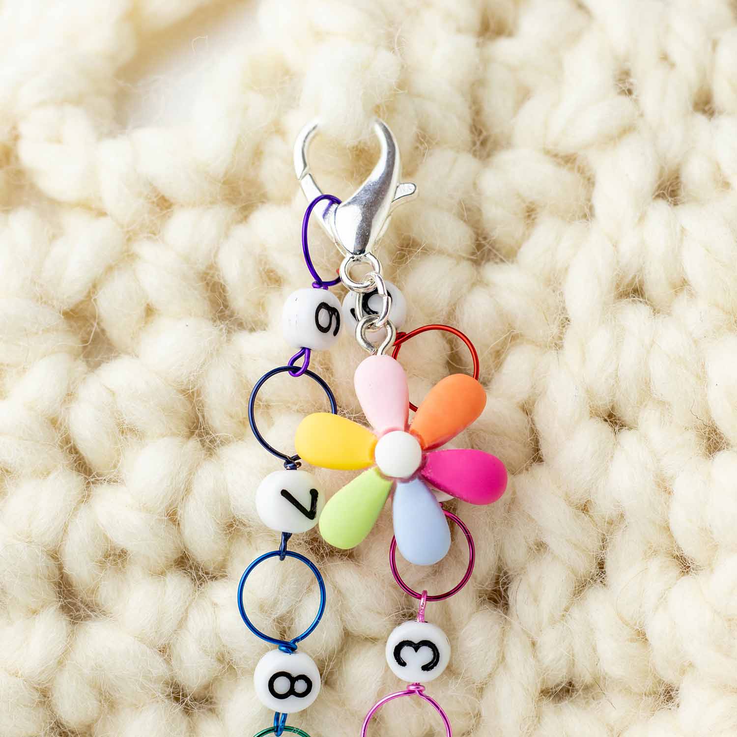 Hippy Rainbow Flower Crochet Stitch Marker