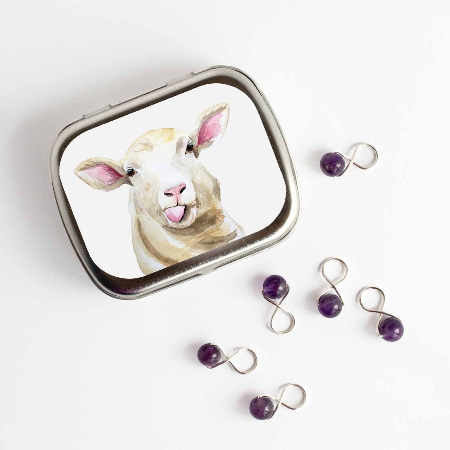 Sassy Sheep Stitch Marker Storage Tin