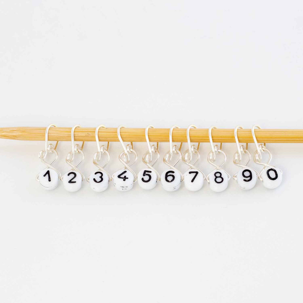 1-10 Numbered Stitch Markers for Knitting- Beaded Row Counter