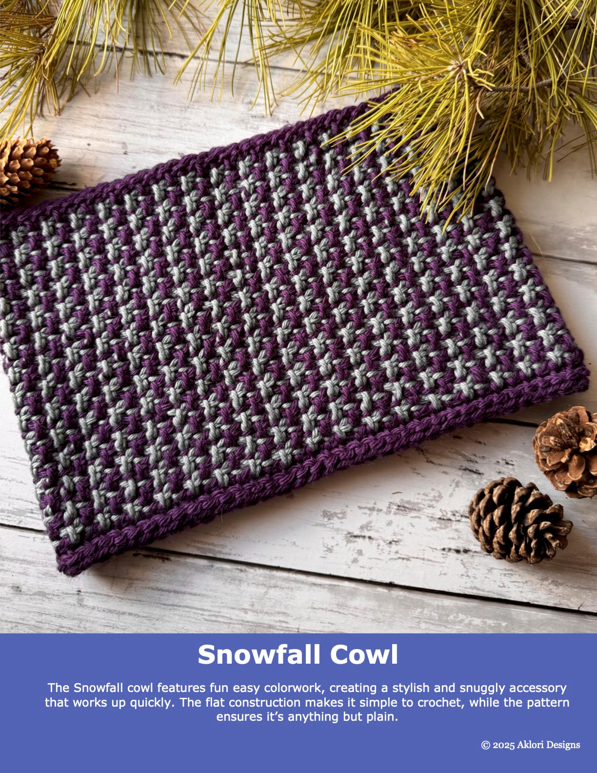 Snowfall Tunisian Crochet Cowl Kit