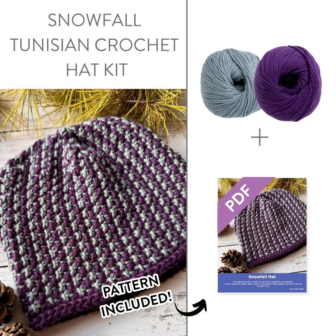 Snowfall Tunisian Crochet Hat Kit