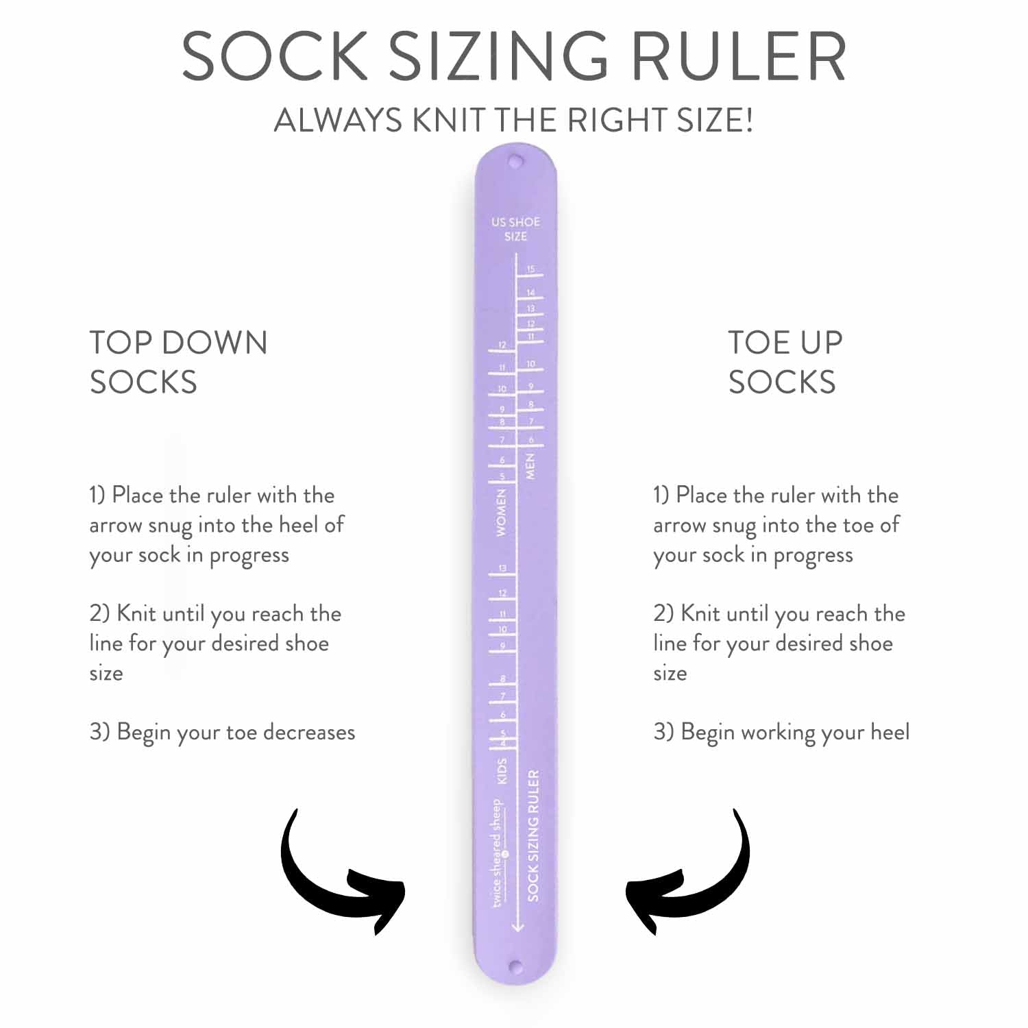 Sock Sizing Ruler - Sock Knitting Bracelet Ruler
