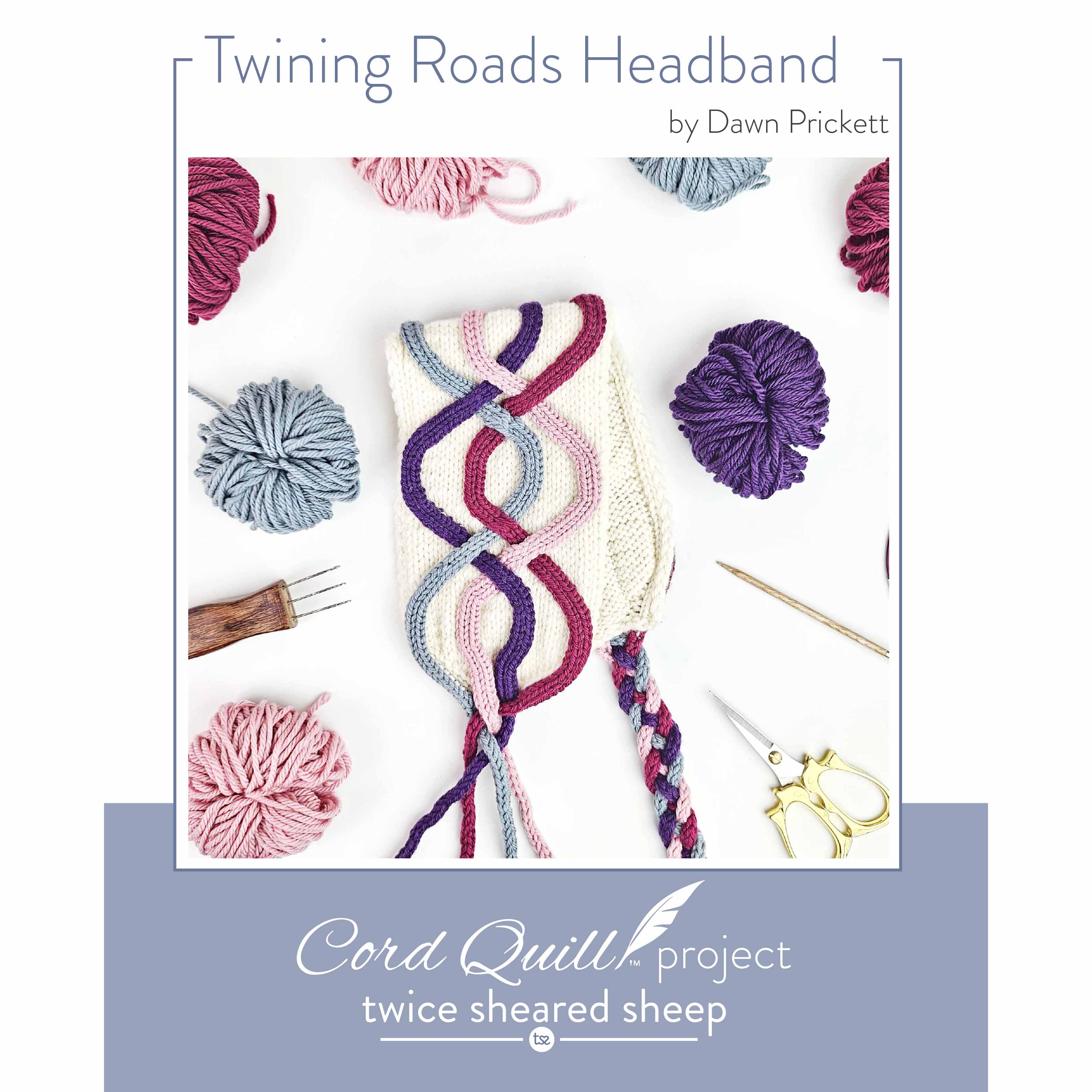 Twining Roads Headband - Cord Quill Free Cable Knitting Pattern PDF