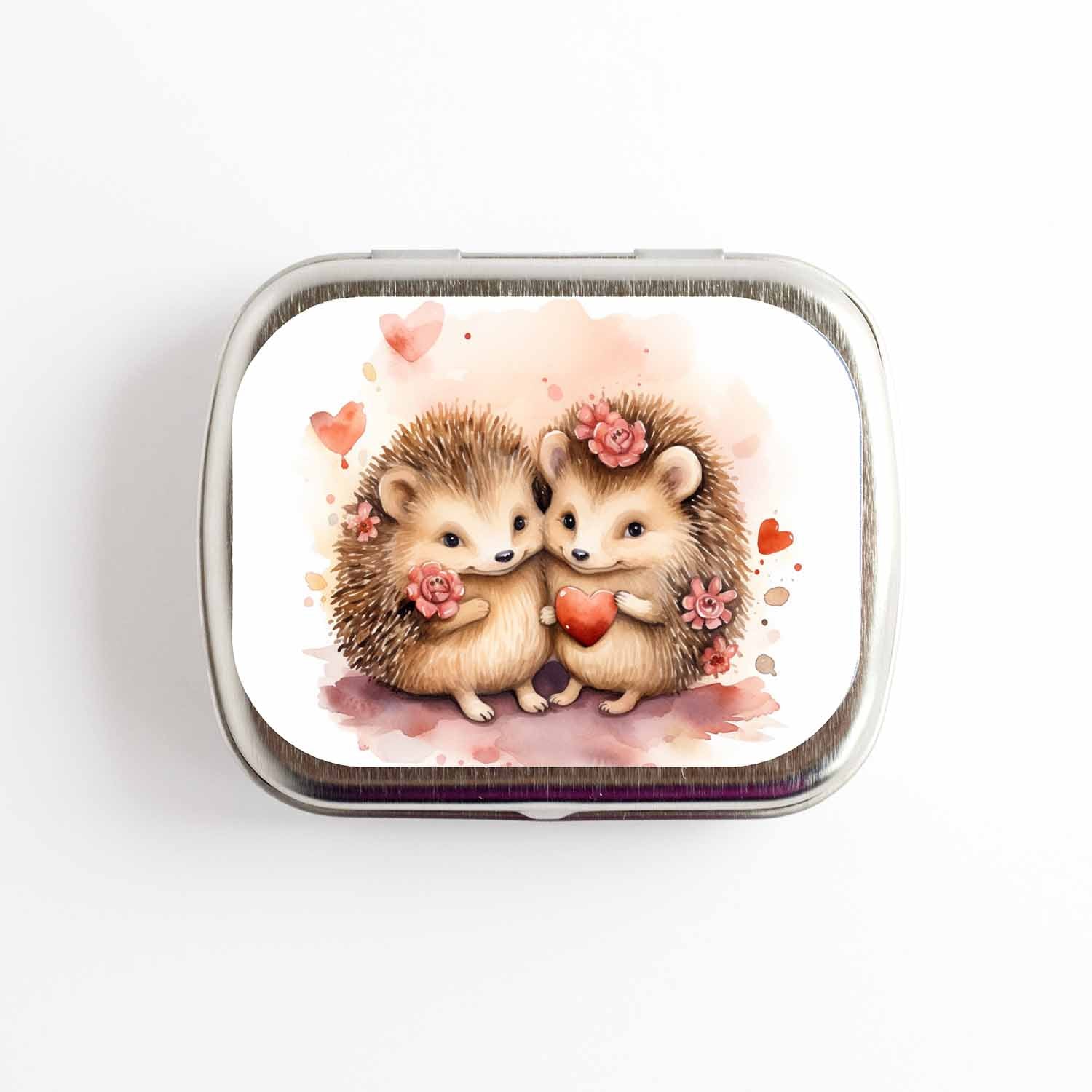 Hedgehogs In Love Stitch Marker Storage Tin