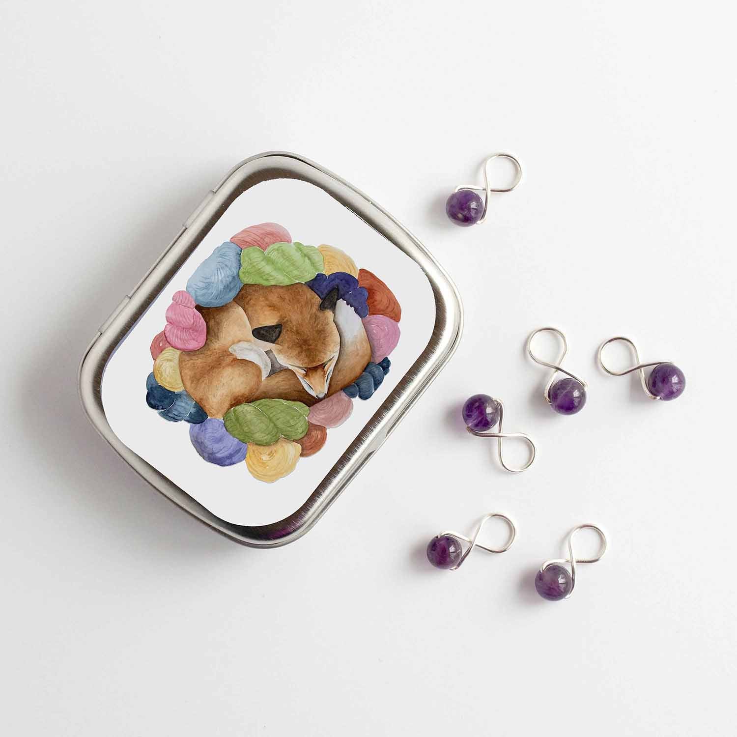 Home Is Where The Yarn Is Fox Stitch Marker Storage Tin