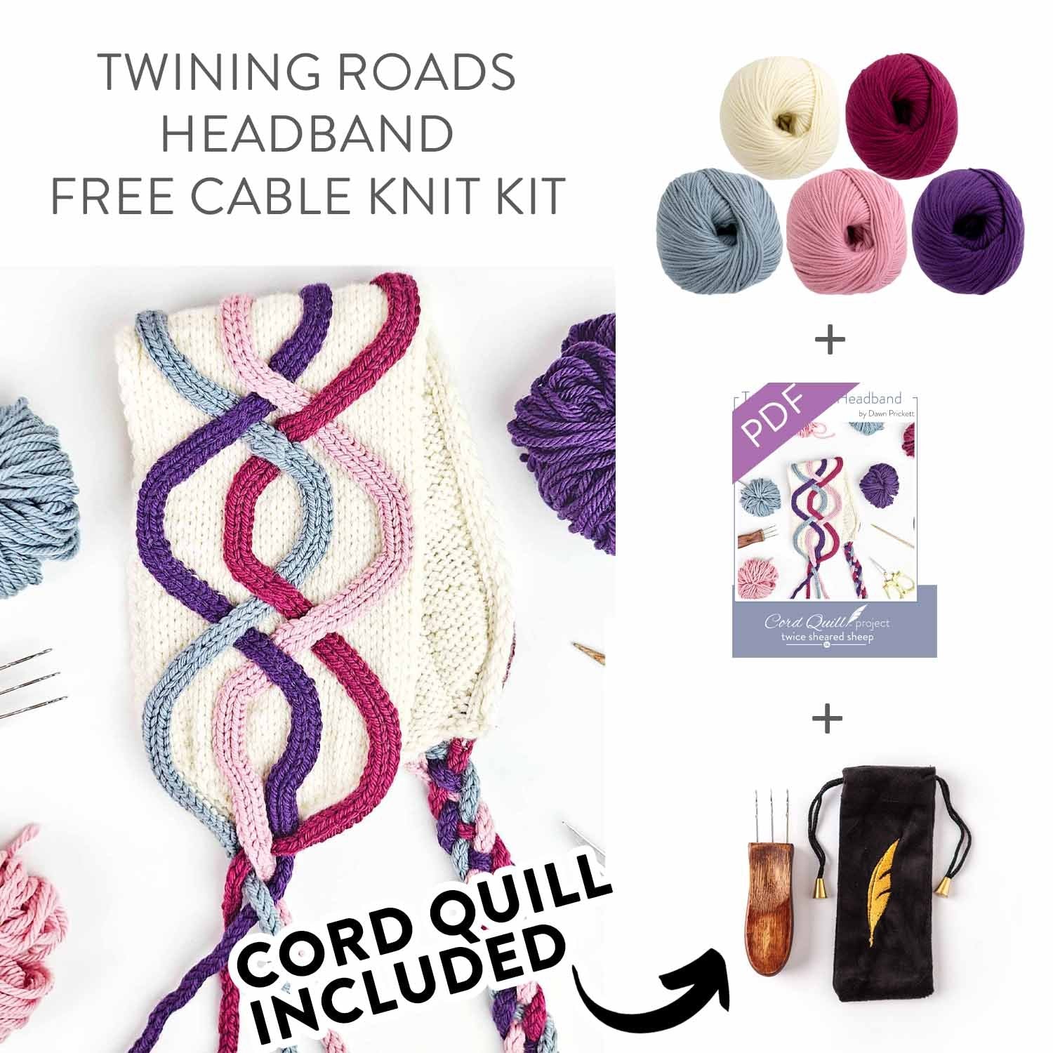 Twining Roads Headband Free Cable Knit Kit - Choose 5 colors