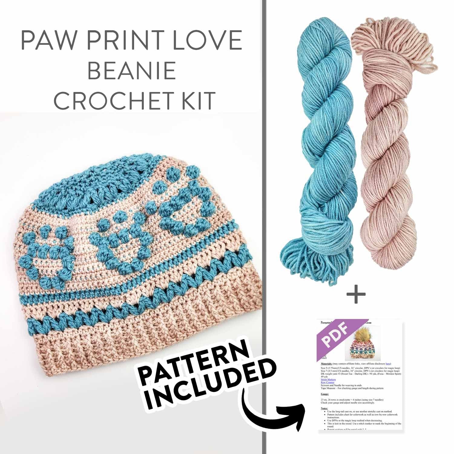 Pawprint Love Crochet Beanie Kit